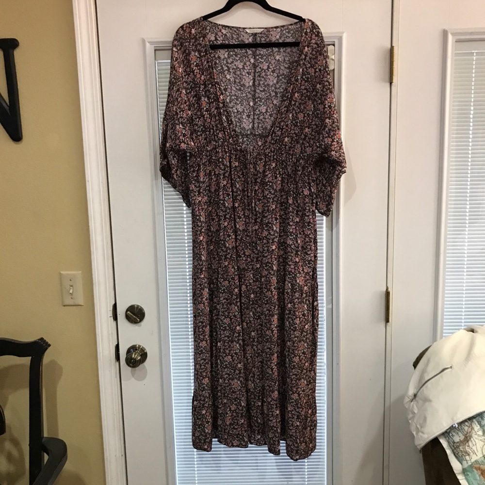 Garnet Hill women’s dress 14-16 XL pre-owned brown, pink, orange, white prairie